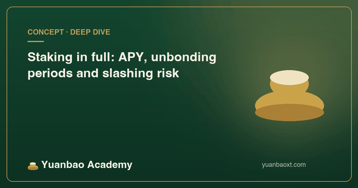 Staking APY, unbonding period and slashing risk, cover image